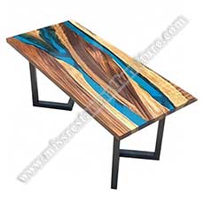 restaurant resin river tables_wood restaurant tables 1039_Modern design walnut wooden rectangle restaurant tables special clear water blue river epoxy resin tables