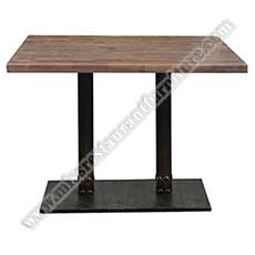 antique iron dining table_wood restaurant tables 1107_Durable walnut color ash wooden 4 seat bistro tables with antique iron table base for kitchen/dining room