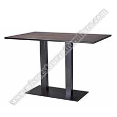 cheap MDF dining tables_wood restaurant tables 1110_Customize dark color diner laminate with MDF cheap dining room table top with square black iron table legs