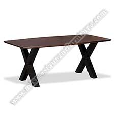 industrial walnut wood tables_wood restaurant tables 1112_Antique 6/8 seaters long industrial solid walnut wooden big dinning table top with X shape iron table base