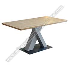 2022 modern bistro tables_wood restaurant tables 1113_Customize 2022 modern rubber wooden bistro/coffee room tables top with X shape cast iron table legs