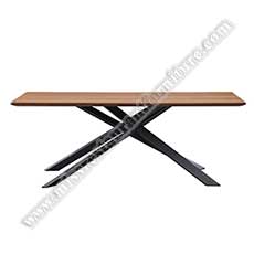 new design wood coffee tables_wood restaurant tables 1118_2022 new design customize solid wood coffee room/restaurant tables top with art black cross iron table legs