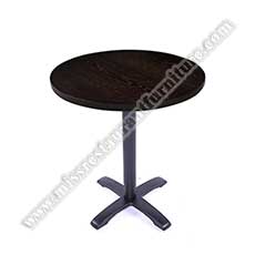 laminate MDF round tables_wood restaurant tables 1208_Fireproof laminate with MDF round fast food dining tables top with cross shape iron table base