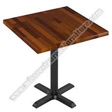 splice square wood tables_wood restaurant tables 1213_Dark walnut color square 2 seater splice plate wood restaurant dining tables top with cross  iron table base