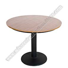 MDF bistro round tables_wood restaurant tables 1220_MDF/plywood with laminate round 80cm diameter 3 seater bistro dinning table tops with round iron table base
