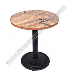 round 60cm plywood cafe tables_wood restaurant tables 1223_Classical round plywood with laminate 60/70cm cafe tables top and round chrysanthemum iron table base