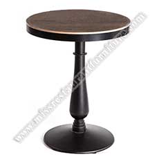 retro round dining tables_wood restaurant tables 1244_Cheaper small walnut color retro round plywood dining tables and round retro iron table legs