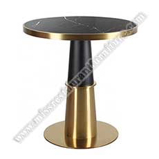 nordic round dining marble tables_marble restaurant tables 1511_Customize nordic style round black color 23.5 inch marble coffee room dining tables with black and golden color chrome round steel table base