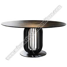 modern round stone tables_marble restaurant tables 1531_Modern design 150cm artifical stone brown color cafe tables 8 seat round coffee room bistro marble tables with round iron table base