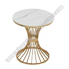white stone coffee tables_marble restaurant tables 1532_New design small 60cm stone coffee room tables white color round marble cafe table top with round golden color chrome steel table legs
