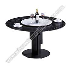 modern black stone tables_marble restaurant tables 1533_Modern round natural stone dining tables black color 6 seat marble restaurant tables top with multifunction iron round table legs