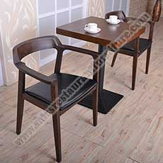 Nordic wood chairs and table_restaurant table and chairs 3009_Nordic style dark staining beech wood restaurant chairs and table set, 3 pieces wood dining arm chairs with square table set