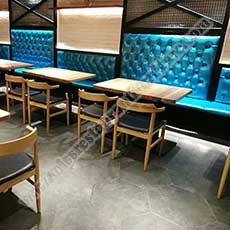 restaurant table and high back booths_wood table and button booths set_restaurant table and booths 3305