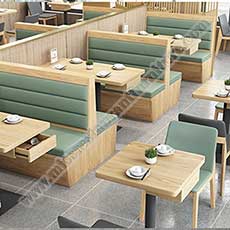 restaurant table and booths 331_modern table and double side booth_modern wood table and booth