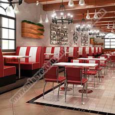 50s red booth table set_restaurant table and booths 3318_Customize american 50's style red and white retro 2 seater hollywood restaurant table and booth set