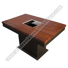 commercial induction cooker tables_restaurant barbecue tables_wooden hot pot tables 4006
