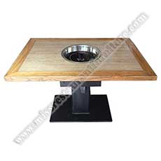 wood BBQ dining tables_commercial BBQ tables_wooden hot pot tables 4010