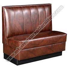 antique leather dining booths_restaurant booth seating 5004_Durable dark brown leather upholstered cafeteria/diner antique dining booth sofas with stripe back