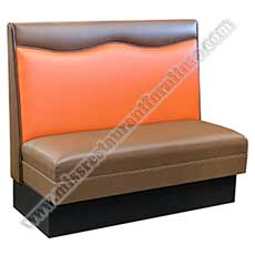 leather restaurant booth seating_restaurant booth seating 5041_Orange color PU leather upholstered restaurant booth seating wave top shape leather diner dining booth seating
