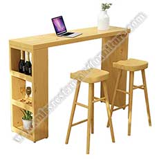 bar table and chairs set 6621_dining wood high table set_U shape high table with barstools