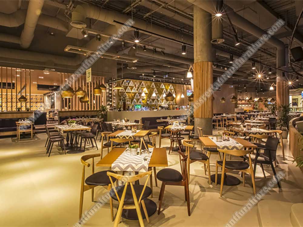American trickshot bar& restaurant furniture_square wood dining table and kite chairs, the chairs set
