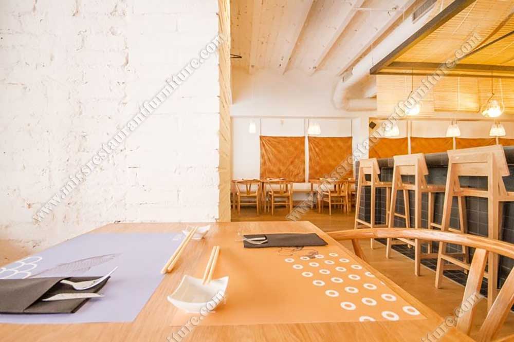 Japan Feten sushi restaurant furniture_wood Y chairs and wood high bar chairs
