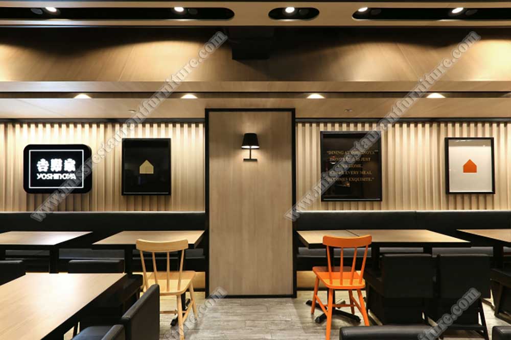 HongKong Yos hin oya fast food furniture_wood fast food table and wood windsor chair, leather dining chairs set