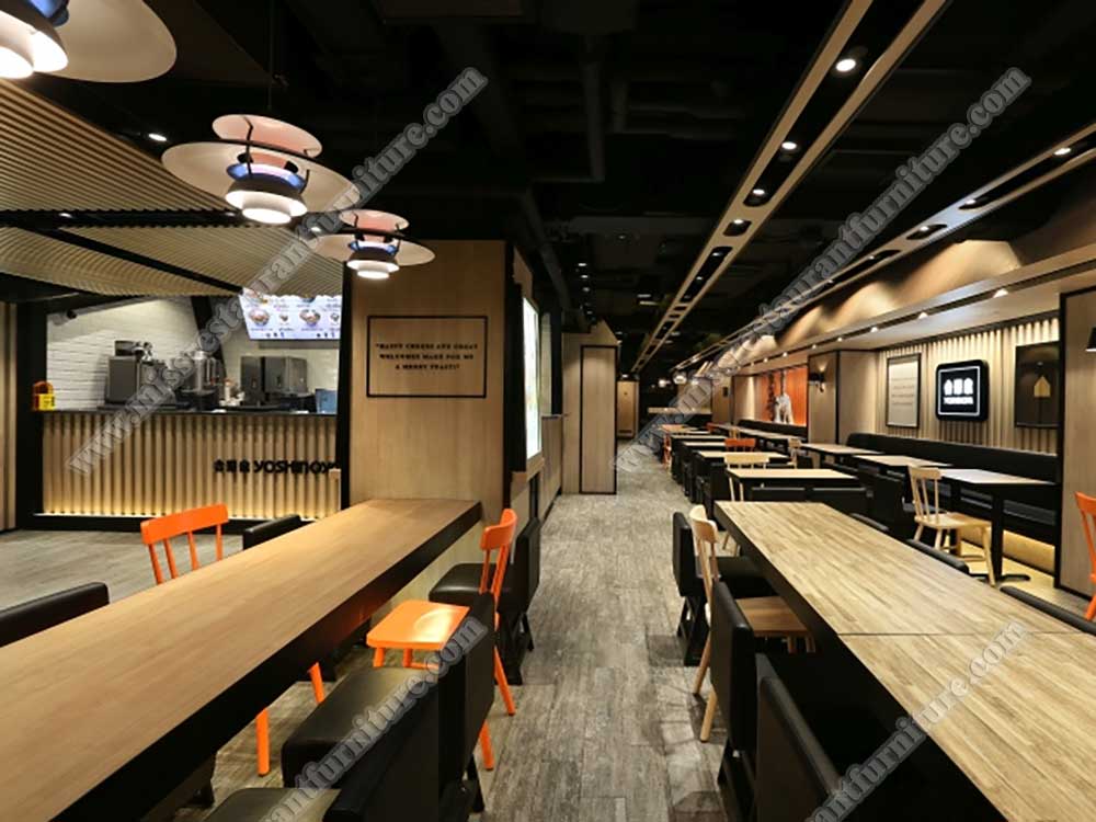 HongKong Yos hin oya fast food furniture_wood fast food table and wood windsor chair, leather dining chairs set