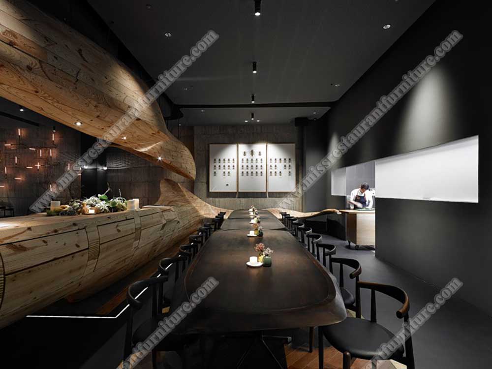 China Taipei RAW restaurant furniture_rectangle wood dining table and wood Ox chairs