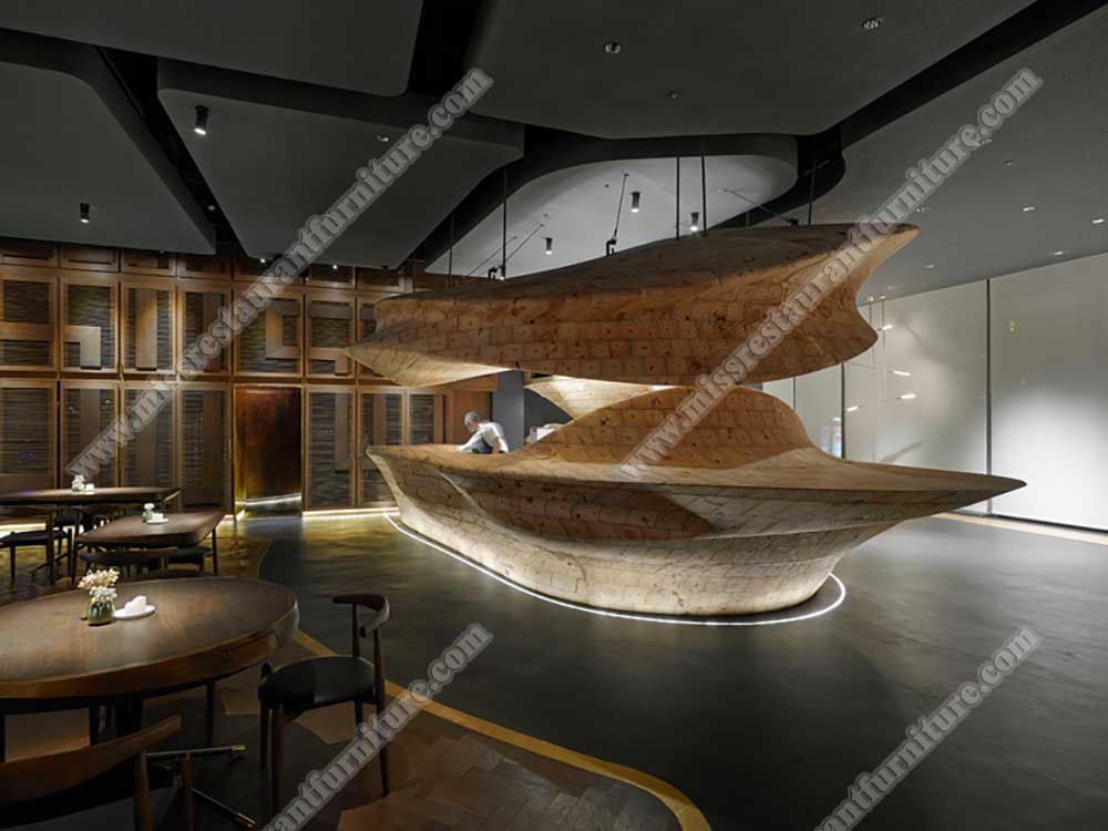 China Taipei RAW restaurant furniture_round wood dining table and wood cow horn chair
