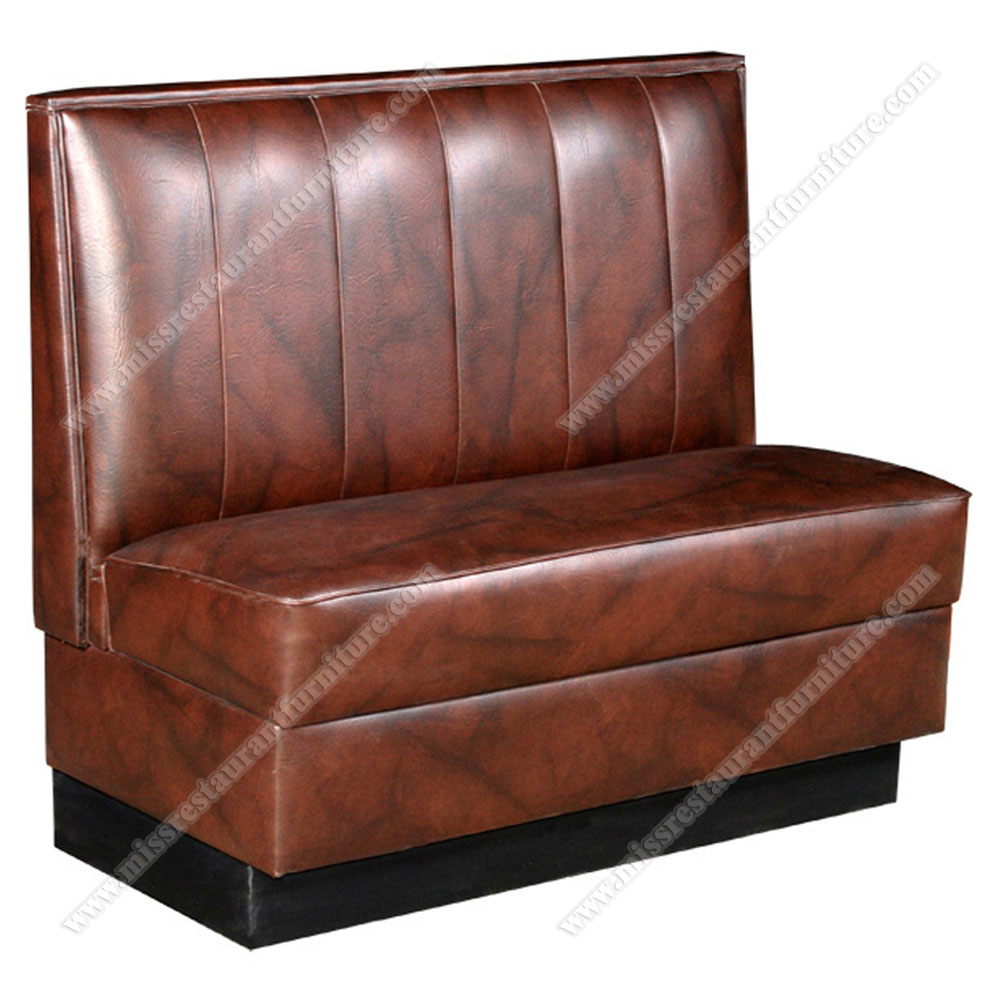 Durable dark brown leather upholstered cafeteria/diner antique dining booth sofas with stripe back