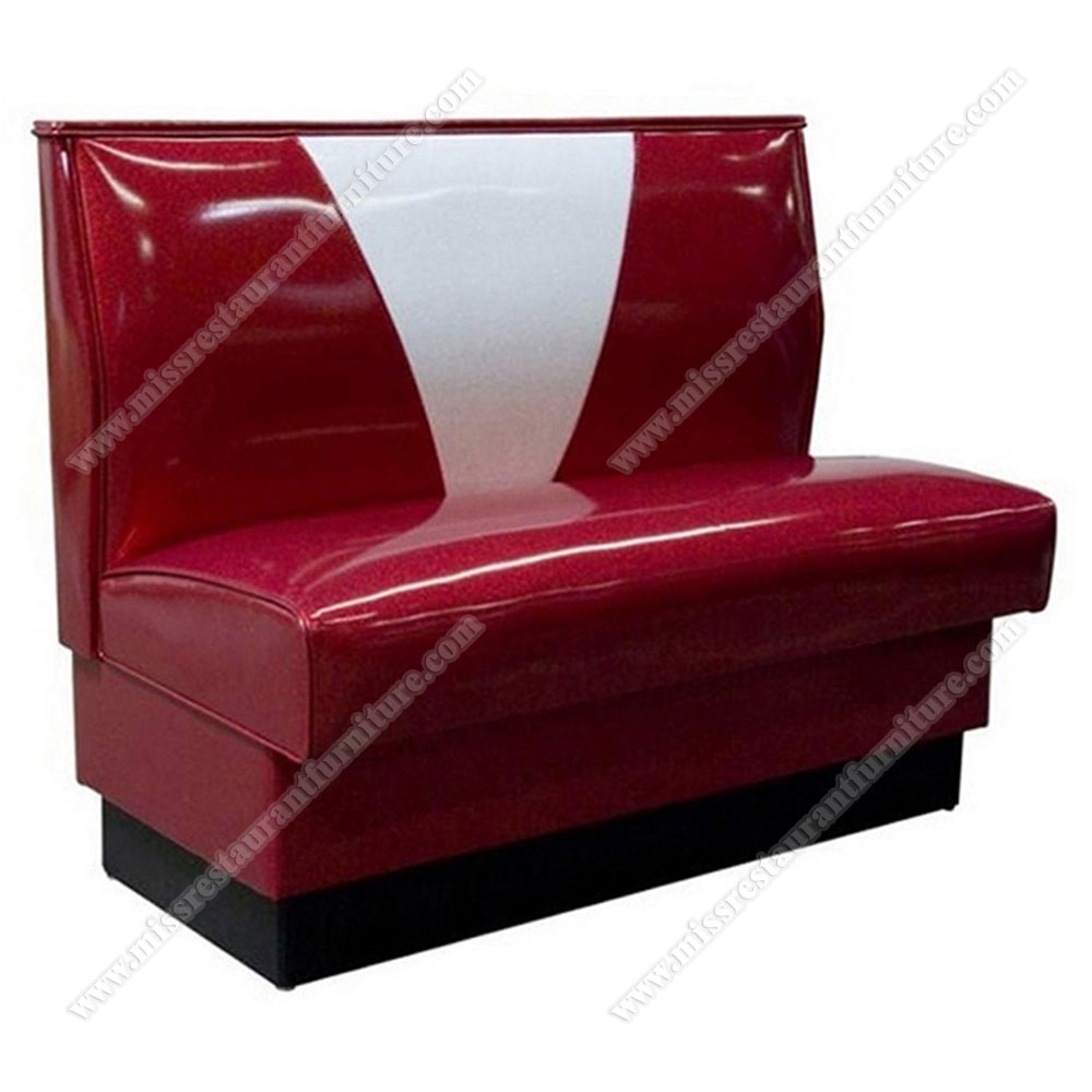 Classic v back rubby colour thick seat and backrest V back rubby american retro diner booth seating